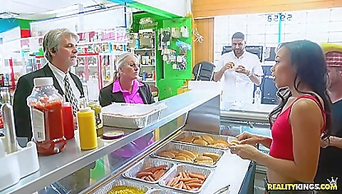 Raven Redmond, Alice March And Adrian Maya In Hot Dog Stand